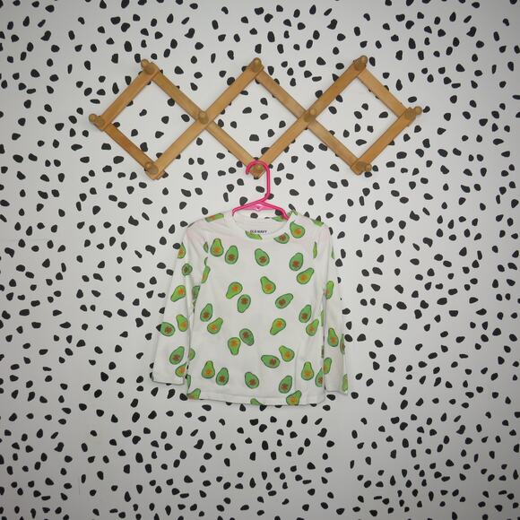 Old Navy White Avocado Print Long Sleeve Toddler Shirt - Picture 1 of 6